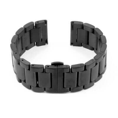 Stainless steel bracelet for Samsung Gear S3 Frontier, featuring a sleek black finish and 22mm width for a stylish and durable look. Perfect for everyday wear