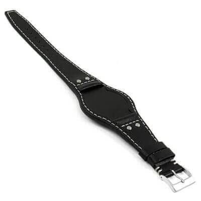 Discover the Quest Italian Leather Riveted Bund Strap by DASSARI, available in 20mm and 22mm sizes. Elevate your watch with this stylish and durable leather strap