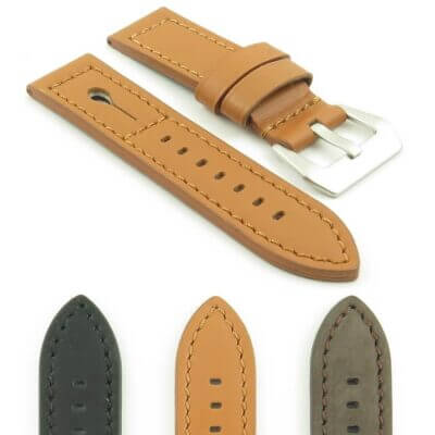 Keyhole Thick Italian Leather Strap by DASSARI, available in 22mm, 24mm, and 26mm sizes. Durable and stylish, perfect for enhancing your watch's look