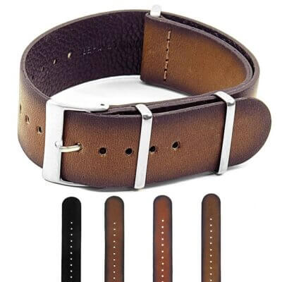 Marquis Vintage Hand Finished Italian Leather One-Piece Strap by DASSARI. Available in 18mm, 20mm, 22mm, and 24mm. Perfect for enhancing your watch's style and comfort