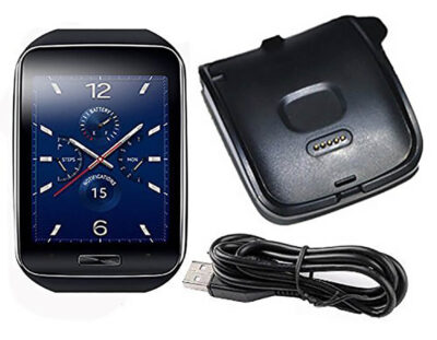 Charger for Samsung Gear S SM-R750 & R750T, featuring a sleek design with a charging dock and USB cable, perfect for keeping your smartwatch powered up