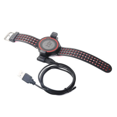 Charger for Garmin Forerunner 220, featuring a sleek design with a black and red strap. Perfect for keeping your smartwatch powered and ready for your next adventure