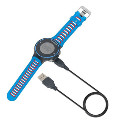 Charger for Garmin Forerunner 620, featuring a vibrant blue strap and USB connection. Perfect for keeping your fitness watch powered and ready for action. Shop now at Ele Straps!