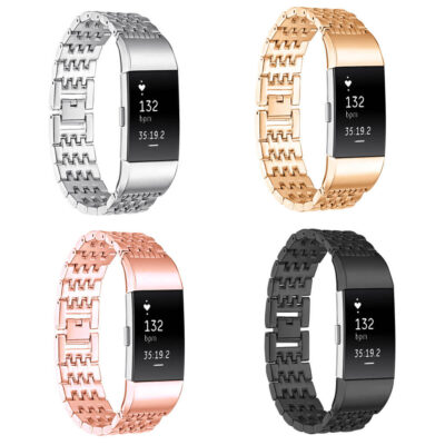 Metal H-Link Watch Strap for Fitbit Charge 2 available in silver, rose gold, gold, and black. Upgrade your fitness tracker with a stylish, durable band from Ele Straps