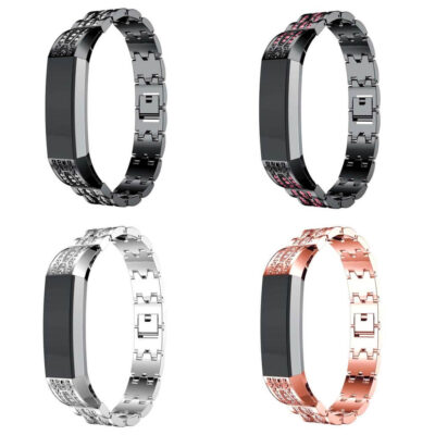 Stylish rhinestone bracelet designed for Fitbit Alta and Alta HR. Available in black, silver, rose gold, and gold, it adds a touch of elegance to your fitness tracker