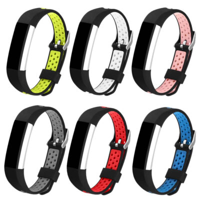 Colorful perforated rubber straps for Fitbit Alta and Alta HR, featuring a comfortable fit and breathable design. Available in six vibrant colors: yellow, white, pink, red, and black