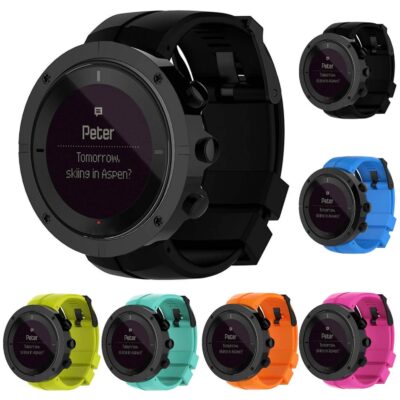 Replacement band for Suunto Kailash, featuring a sleek black design with multiple colorful options displayed. Perfect for customizing your watch style and enhancing comfort