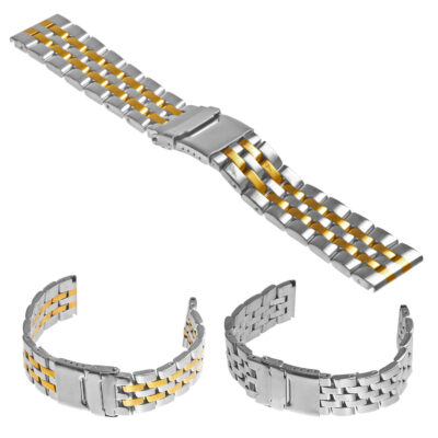 Metal bracelet for Breitling Super Avenger, featuring a stylish design with silver and gold accents. Available in sizes 20mm, 22mm, and 24mm. Perfect watch band upgrade!