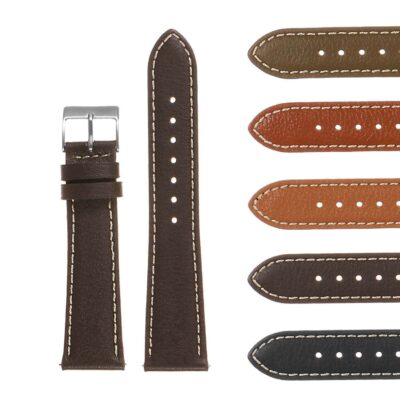 Classic Pebbled Leather Watch Band by DASSARI in various sizes (16mm-26mm). Durable leather with stylish stitching, perfect for upgrading your watch accessories