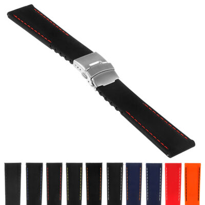 Rubber Strap with Deployant Clasp for Diesel On Axial. Durable and stylish, this watch band offers comfort and a secure fit, perfect for any occasion. Available in various colors