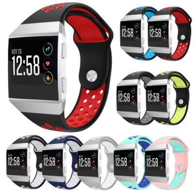 Perforated rubber straps for Fitbit Ionic in various colors, designed for comfort and style. Perfect for workouts or everyday wear, ensuring a secure fit and breathability