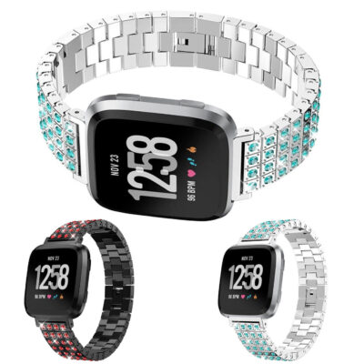 Rhinestone Bracelet for Fitbit Versa & Versa 2, featuring a stunning design with sparkling rhinestones. Perfect accessory to elevate your smartwatch style. Available in multiple colors