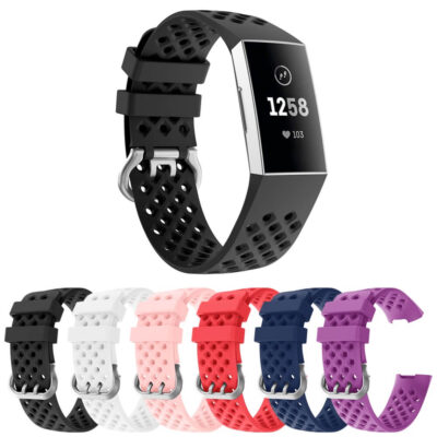 Perforated Rubber Strap for Fitbit Charge 4 & Charge 3. Stylish, breathable design available in multiple colors. Perfect for fitness enthusiasts seeking comfort and durability