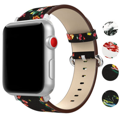 Floral Strap for Apple Watch, available in sizes 38mm, 40mm, 41mm, 42mm, 44mm, and 45mm. Enhance your style with this vibrant, comfortable watch band from Ele Straps