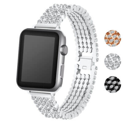 Stylish Spotlight Bracelet for Apple Watch, made of metal. Compatible with Series 1, 4, 5, 7, 8, Ultra, SE, Ultra 2. Available in various sizes and colors