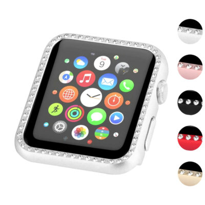 Rhinestone Protective Case for Apple Watch in sizes 38mm, 40mm, 42mm, and 44mm. Stylish, durable design to protect your watch while adding a touch of glamour. Perfect accessory for any outfit!