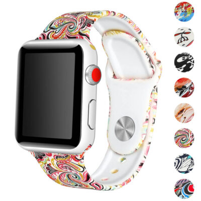 Graphic Strap for Apple Watch available in sizes 38mm, 40mm, 41mm, 42mm, 44mm, and 45mm. Vibrant design adds style and personality to your Apple Watch. Perfect for any occasion!