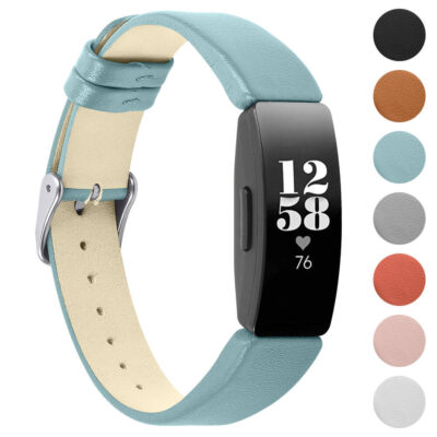 Smooth Leather Band for Fitbit Inspire & Inspire HR offers style and comfort. Available in multiple colors, this durable strap enhances your fitness tracker with elegance