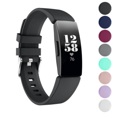 Rubber Strap for Fitbit Inspire & Inspire HR in sleek black. Durable and comfortable, this watch band is perfect for everyday wear. Available in multiple colors for a personalized touch