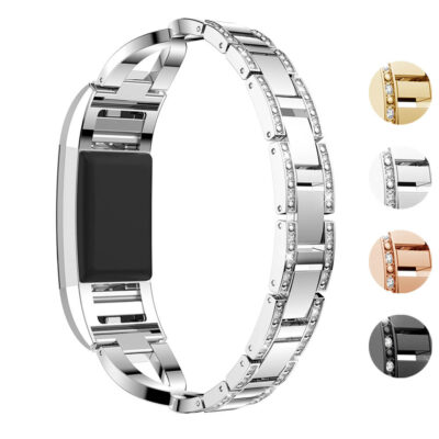 Stylish bracelet with rhinestones for Fitbit Charge 2. Elevate your smartwatch look with this elegant strap, available in multiple colors to match your style