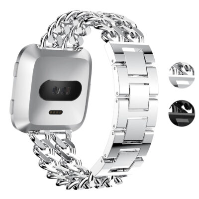 Stylish chain link bracelet designed for Fitbit Versa and Versa 2, featuring a sleek silver finish and durable construction for a chic accessory upgrade