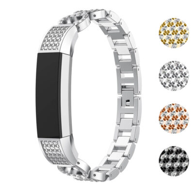 Stylish Alloy Link Strap with Rhinestones for Fitbit Alta & Alta HR. Upgrade your fitness tracker with this elegant accessory, available in multiple colors to match your style