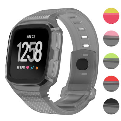 Rubber strap with protective case for Fitbit Versa, designed for comfort and durability. Available in multiple colors, perfect for enhancing your fitness experience