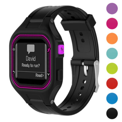 Active Band for Small Garmin Forerunner 25 in black with a vibrant purple accent. Perfect for fitness enthusiasts, this durable strap combines style and functionality