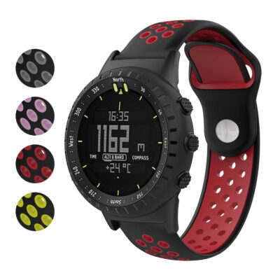 Rubber Strap for Suunto Core featuring a sporty design with ventilation holes. Available in multiple colors, it enhances comfort and style for outdoor enthusiasts. Perfect for active lifestyles!