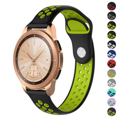 ColorBlock Athletic Strap for Samsung Galaxy Watch and Gear S3. Available in 20mm and 22mm sizes, this stylish strap combines comfort and durability for active lifestyles