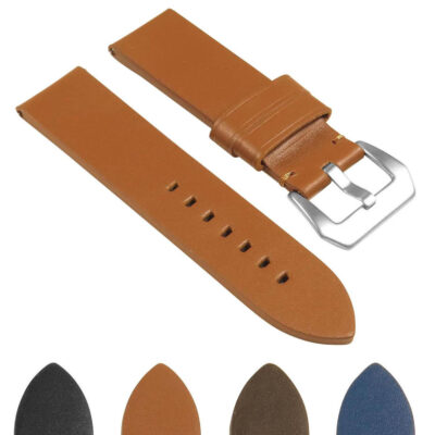 Thick leather watch strap with quick release feature, available in sizes 20mm, 22mm, 24mm, and 26mm. Perfect for a stylish and comfortable fit on any watch