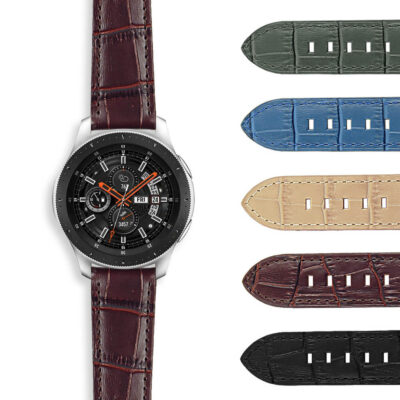 Everyday Crocodile Strap for Samsung Galaxy Watch in stylish burgundy, available in 20mm and 22mm. Upgrade your watch with this elegant, durable strap for any occasion