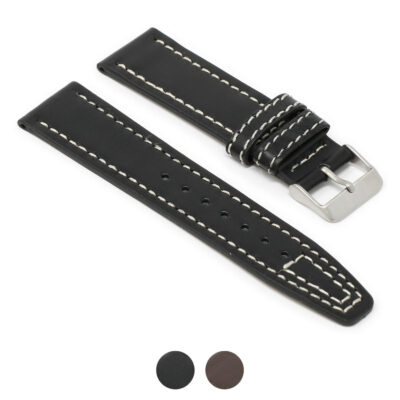 Water-resistant leather aviator strap available in 18mm, 20mm, and 22mm sizes. Perfect for enhancing your watch with style and durability. Shop now at Ele Straps!