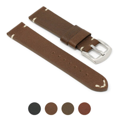 Hand-Stitched Textured Leather Strap available in 20mm, 22mm, and 24mm sizes. Elevate your watch with this premium leather band, perfect for style and comfort