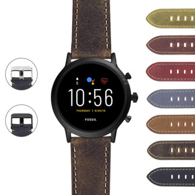 DASSARI Vintage Italian Leather Strap for Fossil Gen 5 Smartwatch. Enhance your smartwatch with this stylish, durable leather band, perfect for any occasion