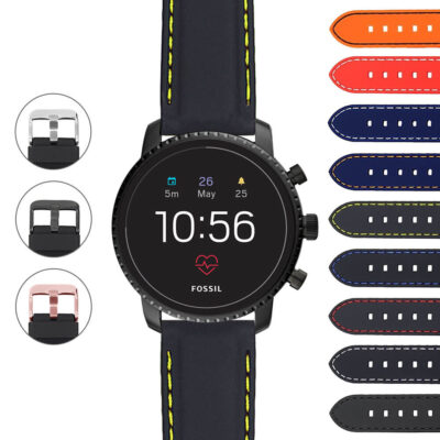 Rubber Strap with Stitching for Fossil Gen 4 Smartwatch in 18mm and 22mm sizes. Durable and stylish, perfect for enhancing your smartwatch experience. Available in multiple colors