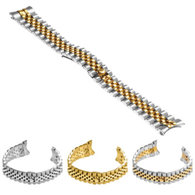 Stainless Steel Watch Bracelet for Jubilee in 20mm. Durable metal design with elegant silver and gold accents. Perfect for upgrading your watch style at Ele Straps