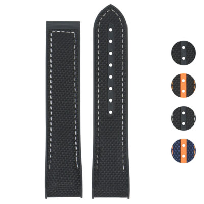 Nylon & Rubber Strap for Omega Seamaster Planet Ocean, 22mm. Durable and stylish, this strap enhances your watch's look while providing comfort and versatility. Perfect for any occasion