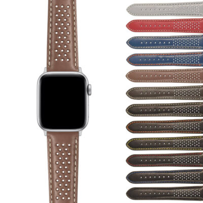 Everyday Leather Airtech Band for Apple Watch in brown, available in sizes 38mm, 40mm, 42mm, and 44mm. Stylish and breathable, perfect for daily wear. Upgrade your watch today!