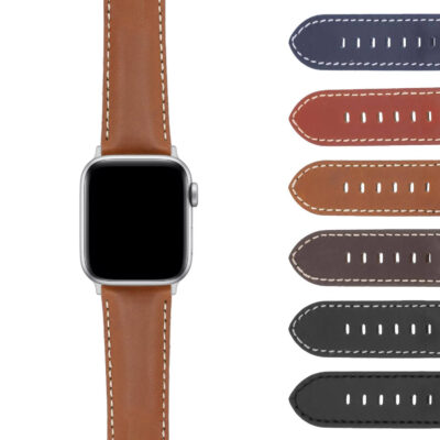 DASSARI Clasp-Adjust Leather Band for Apple Watch, available in sizes 38mm to 49mm. Stylish and comfortable, perfect for enhancing your watch with a premium look