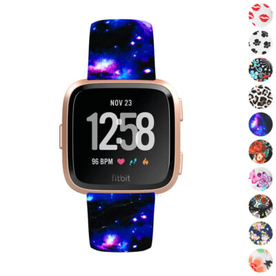 Discover the vibrant Pattern Active Band for Fitbit Versa & Versa 2. This stylish watch strap features a cosmic design, perfect for adding a pop of color to your fitness routine