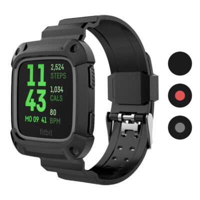 Rugged Guard Band for Fitbit Versa offers durable protection and style. Perfect for active lifestyles, this watch strap combines comfort with a secure fit. Available in black and red options