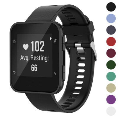 Active Band for Garmin Forerunner 30 & 35 in sleek black, designed for durability and comfort. Perfect for fitness enthusiasts, available in multiple colors. Upgrade your watch today!