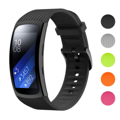 Active Band for Samsung Gear Fit2 Pro in sleek black design. Perfect for fitness enthusiasts, this durable watch strap offers comfort and style for everyday wear. Available in multiple colors