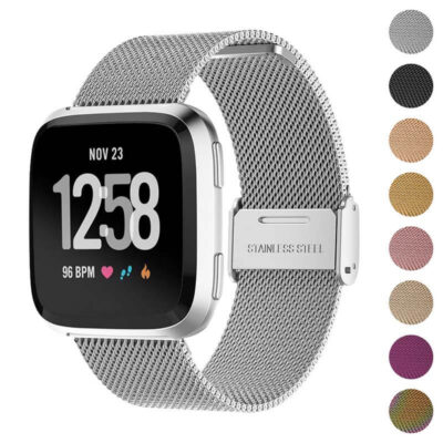 Milanese Mesh Band for Fitbit Versa & Versa 2 offers a stylish, adjustable fit. Made from durable stainless steel, it enhances your smartwatch with elegance and comfort. Available in multiple colors