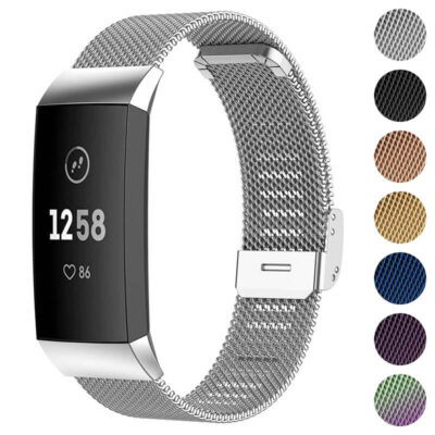 Milanese Mesh Band for Fitbit Charge 4 & Charge 3 offers a stylish, adjustable design. Enhance your fitness tracker with this durable, breathable watch strap available in multiple colors