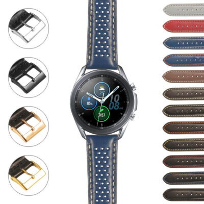 Elevate your style with the Leather Racing Strap for Samsung Galaxy Watch 3. Available in 20mm and 22mm sizes, this strap combines luxury and durability for everyday wear