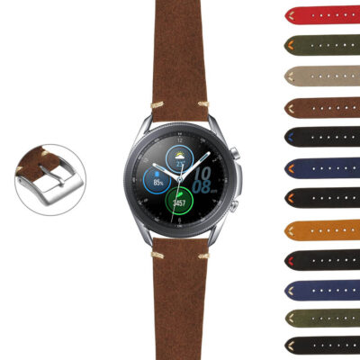 Artisan Suede Strap for Samsung Galaxy Watch 3, available in 20mm and 22mm sizes. Upgrade your watch with this stylish and comfortable suede band from Ele Straps