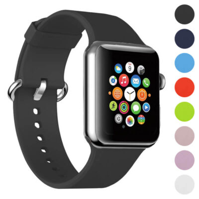 Everyday Rubber Strap for Apple Watch in black, available in sizes 38mm to 49mm. Durable and comfortable, perfect for daily wear. Shop stylish watch bands at Ele Straps