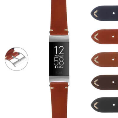 Hand-stitched leather strap for Fitbit Charge 4 & Charge 3, featuring a classic design and durable materials. Available in various colors for a stylish look